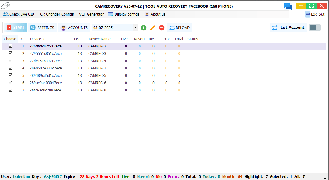 License key 90day | CAMRECOVERY V25 TOOL AUTO RECOVERY FACEBOOK [ថូលស្កេន]