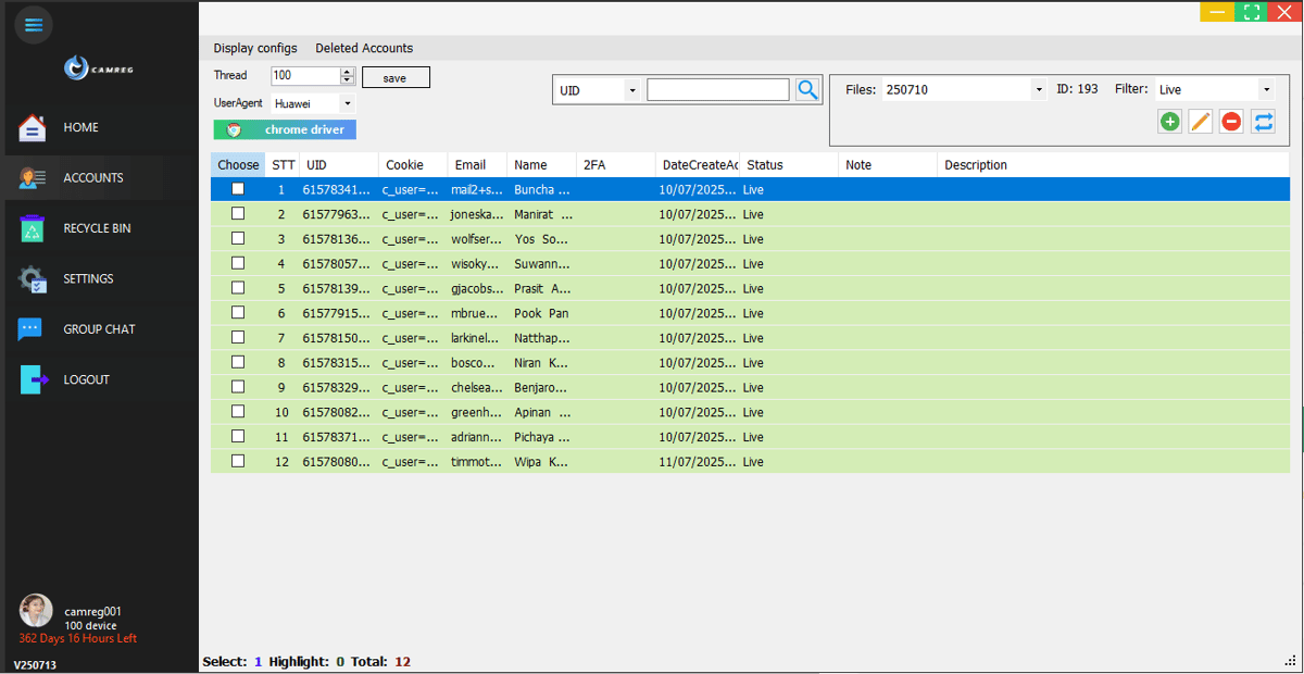 License key Lifetime | CAMREG V25 AUTO CREATE FACEBOOK ACCOUNTS